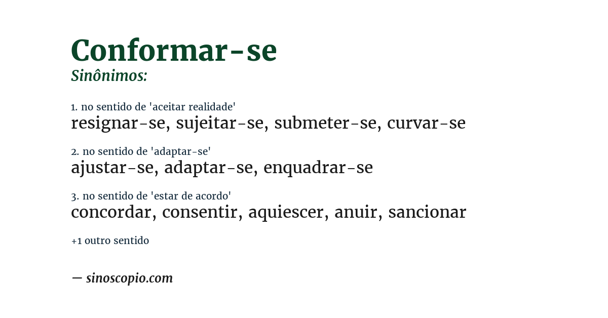 Sinônimo de conformar-se