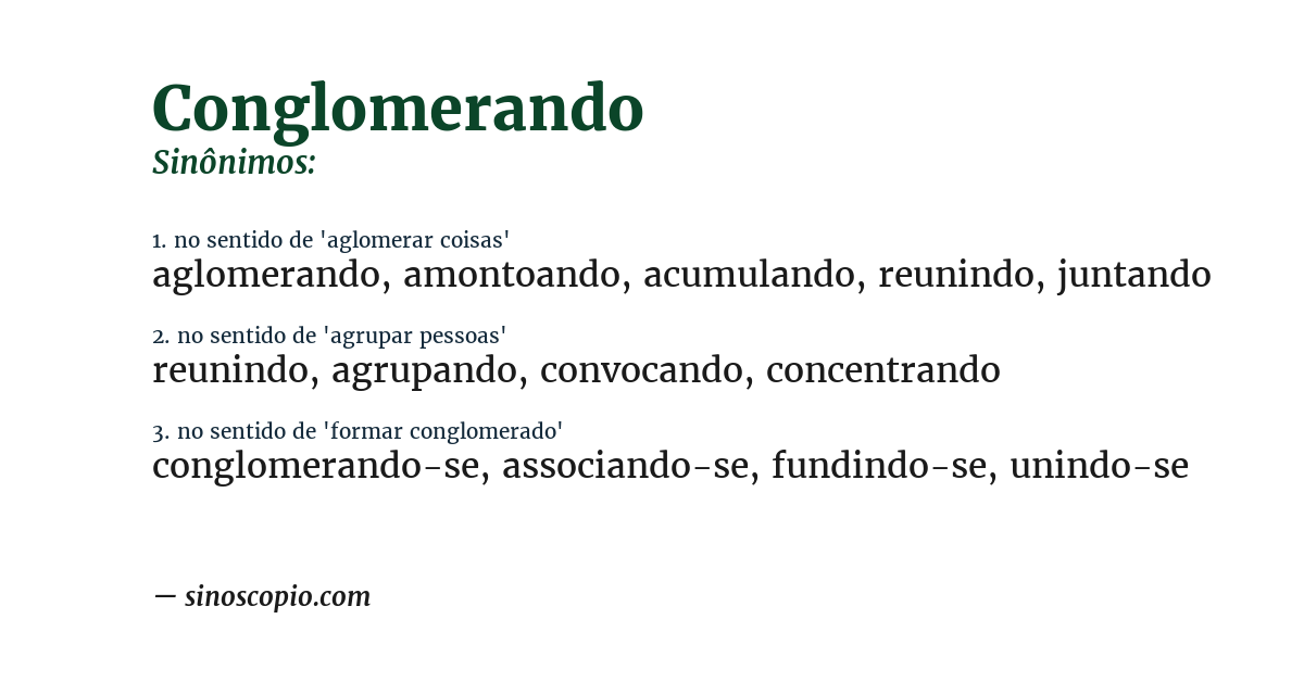 Sinônimo de conglomerando