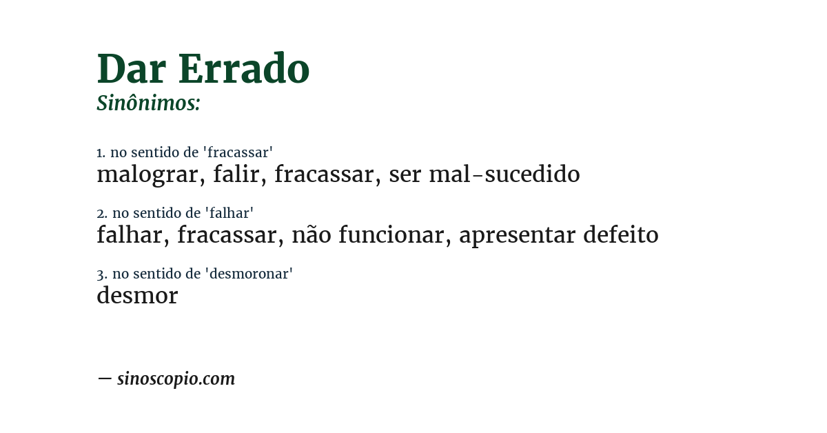 Sinônimo de dar errado