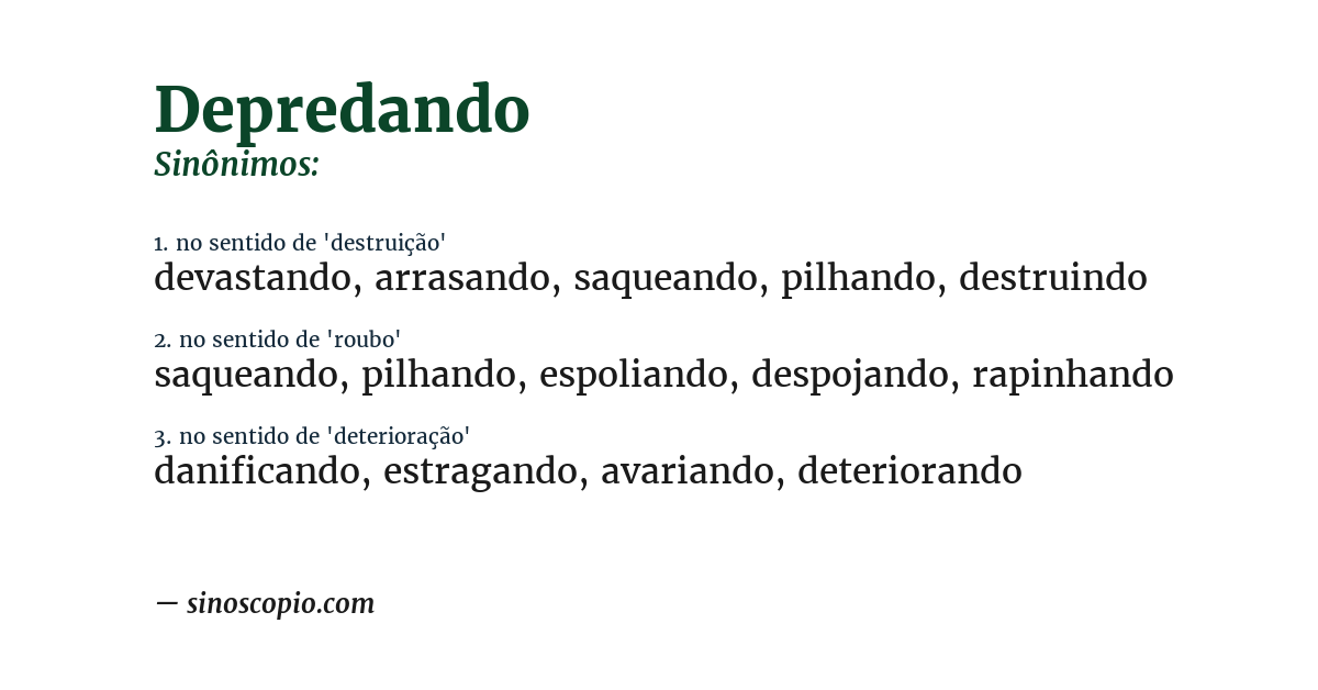 Sinônimo de depredando