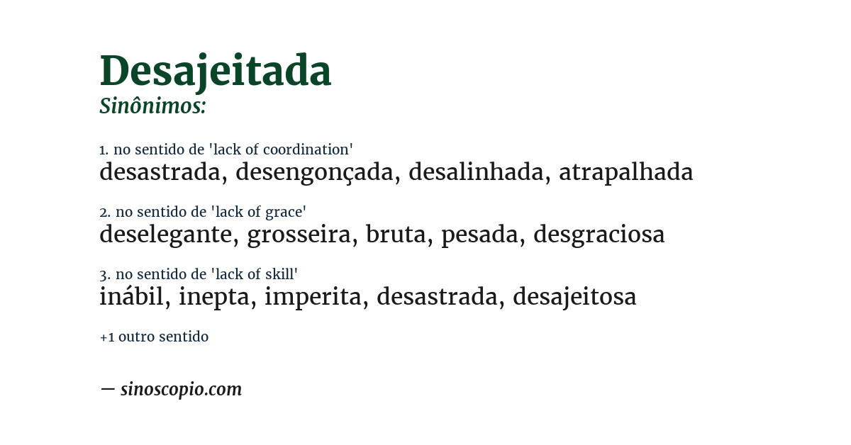 Sinônimo de desajeitada