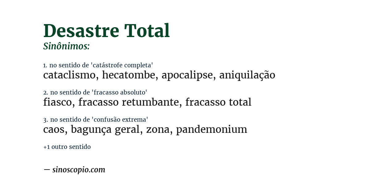 Sinônimo de desastre total