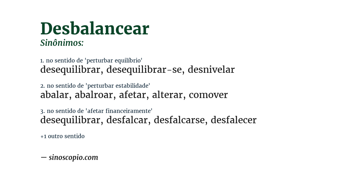 Sinônimo de desbalancear