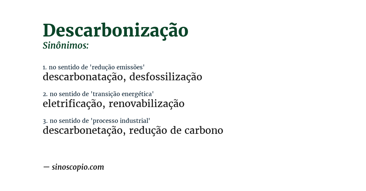 Sinônimo de descarbonização