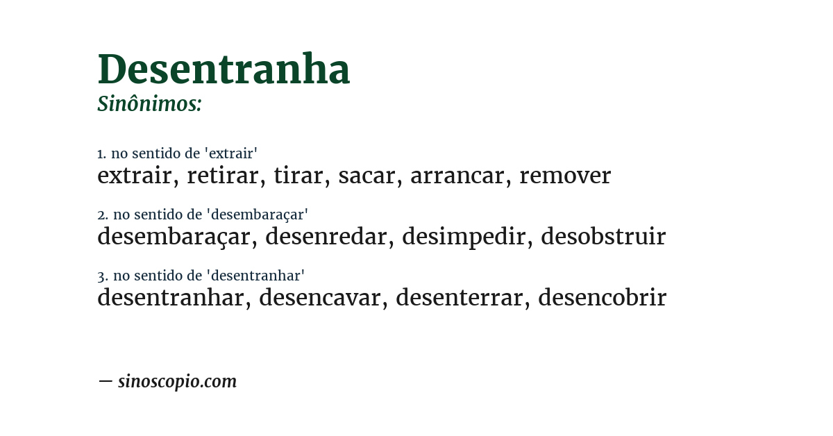 Sinônimo de desentranha