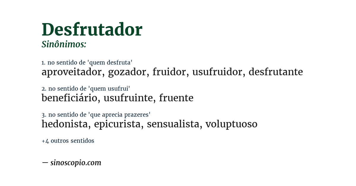 Sinônimo de desfrutador