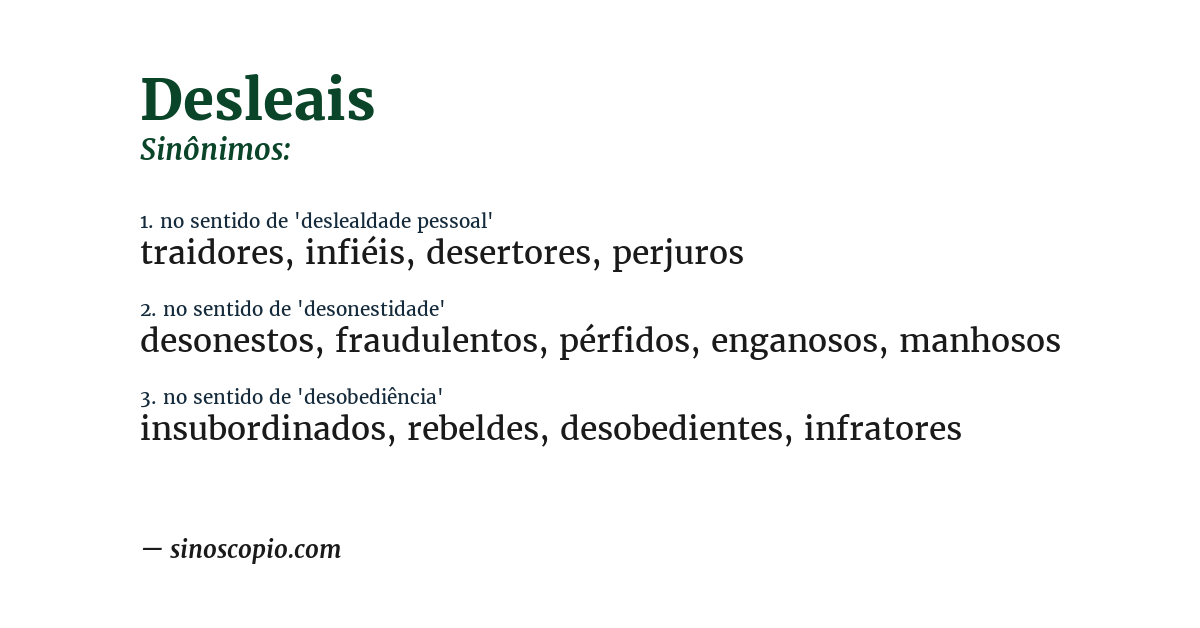 Sinônimo de desleais