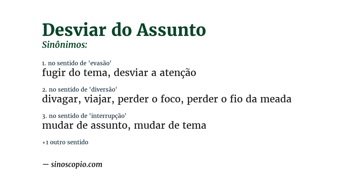 Sinônimo de desviar do assunto
