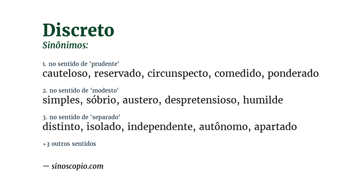 Sinônimo de discreto