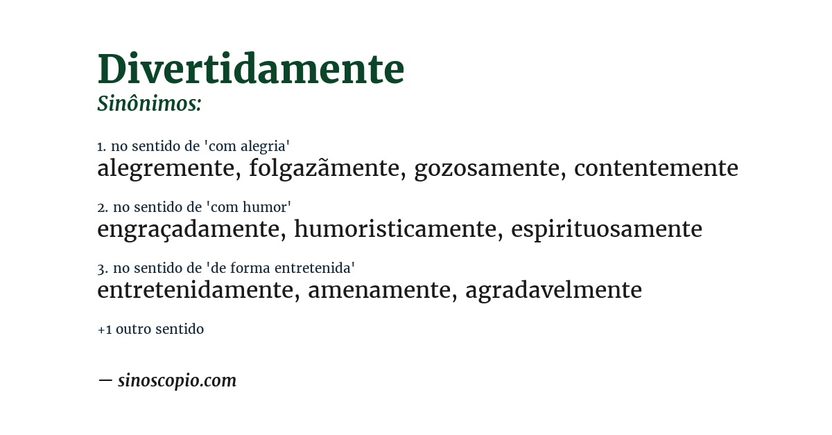 Sinônimo de divertidamente