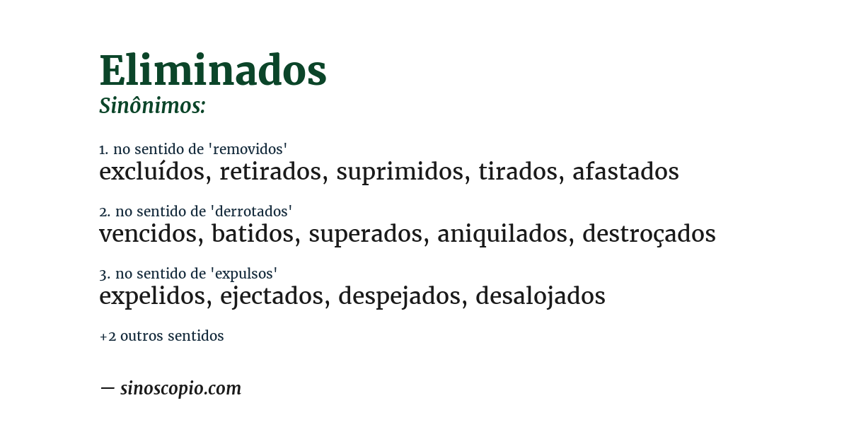Sinônimo de eliminados
