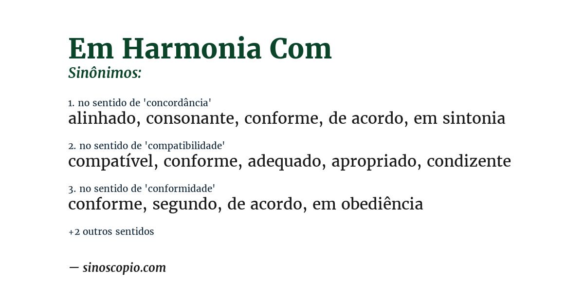 Sinônimo de em harmonia com