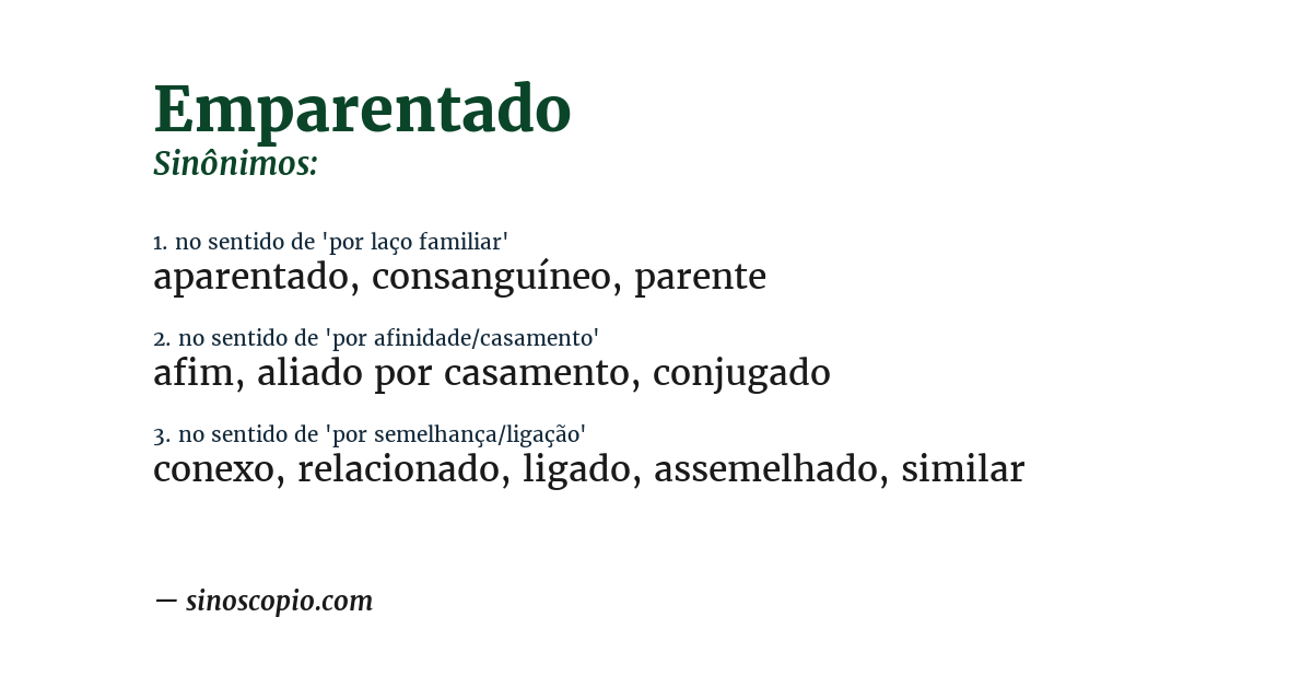 Sinônimo de emparentado