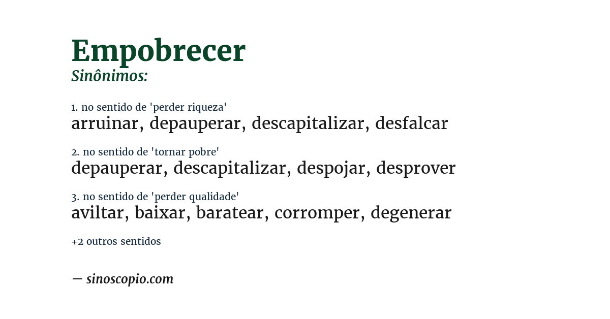 Sinônimo de empobrecer