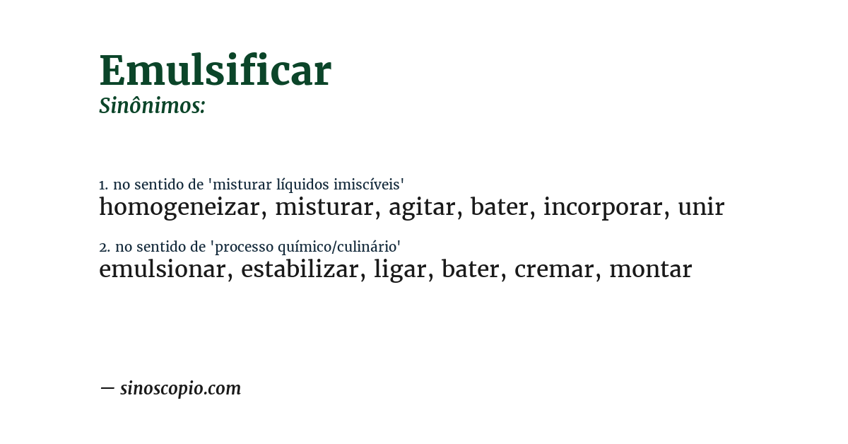 Sinônimo de emulsificar