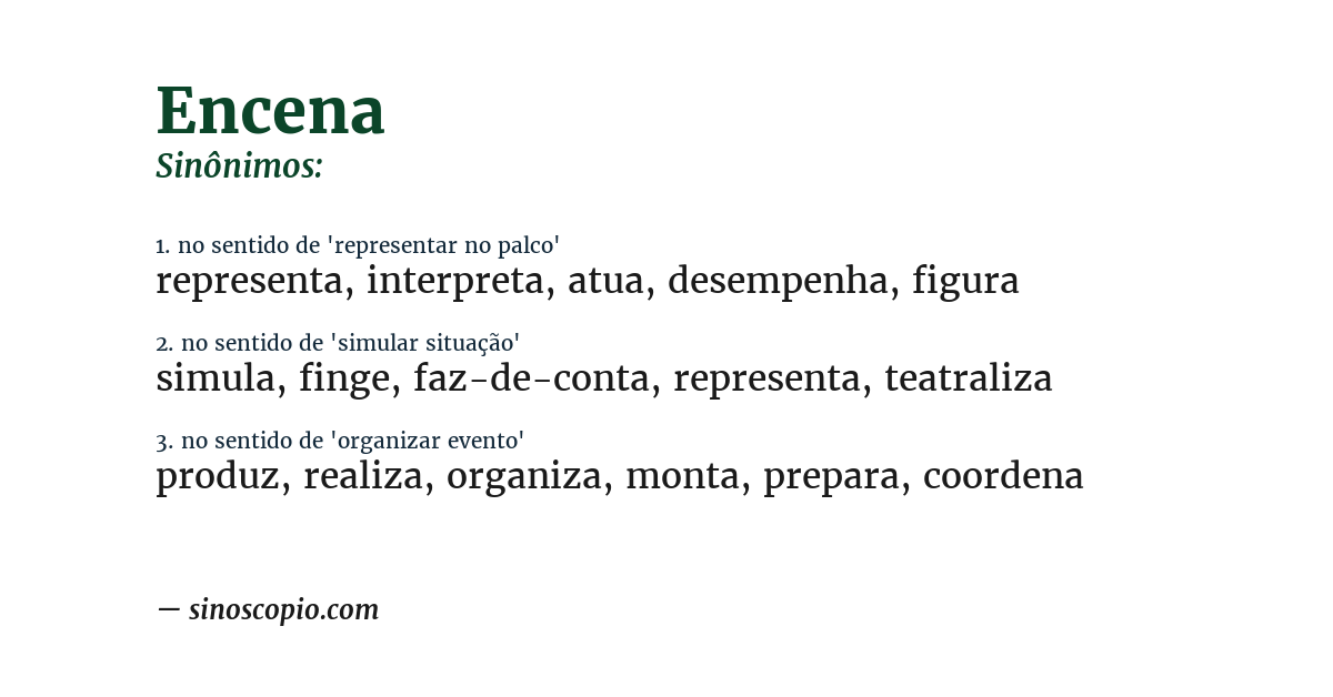 Sinônimo de encena