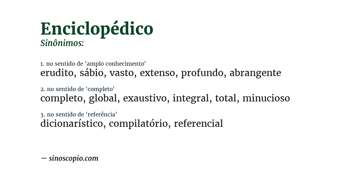 Sinônimo de enciclopédico