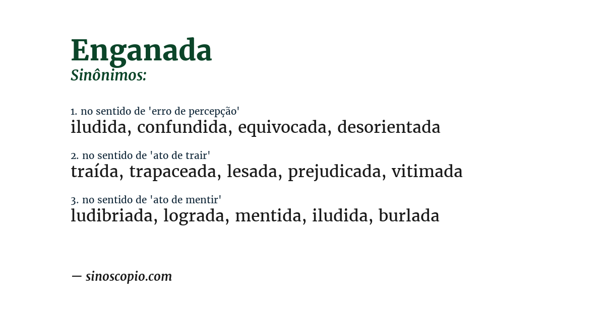 Sinônimo de enganada