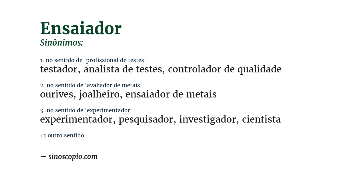 Sinônimo de ensaiador