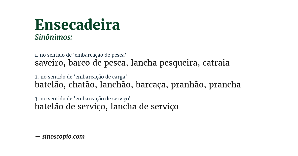 Sinônimo de ensecadeira