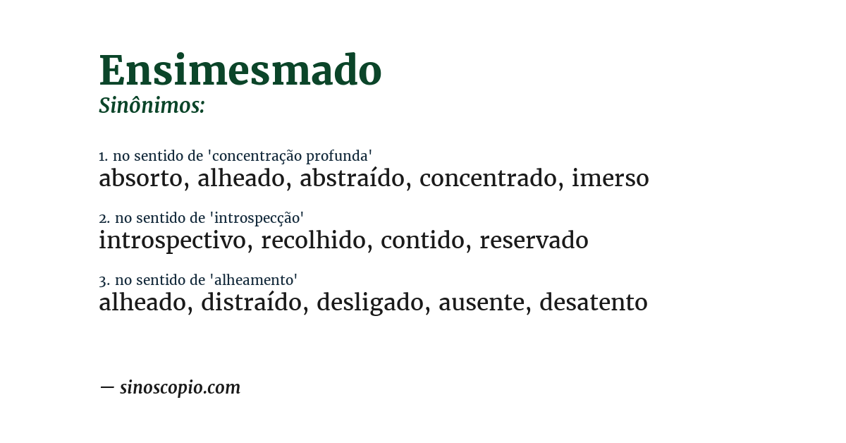 Sinônimo de ensimesmado