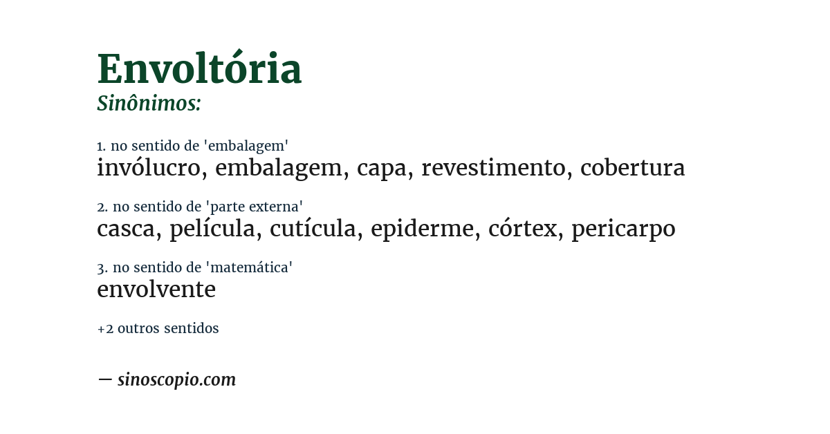 Sinônimo de envoltória