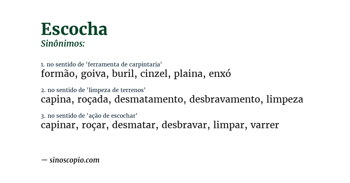 Sinônimo de escocha