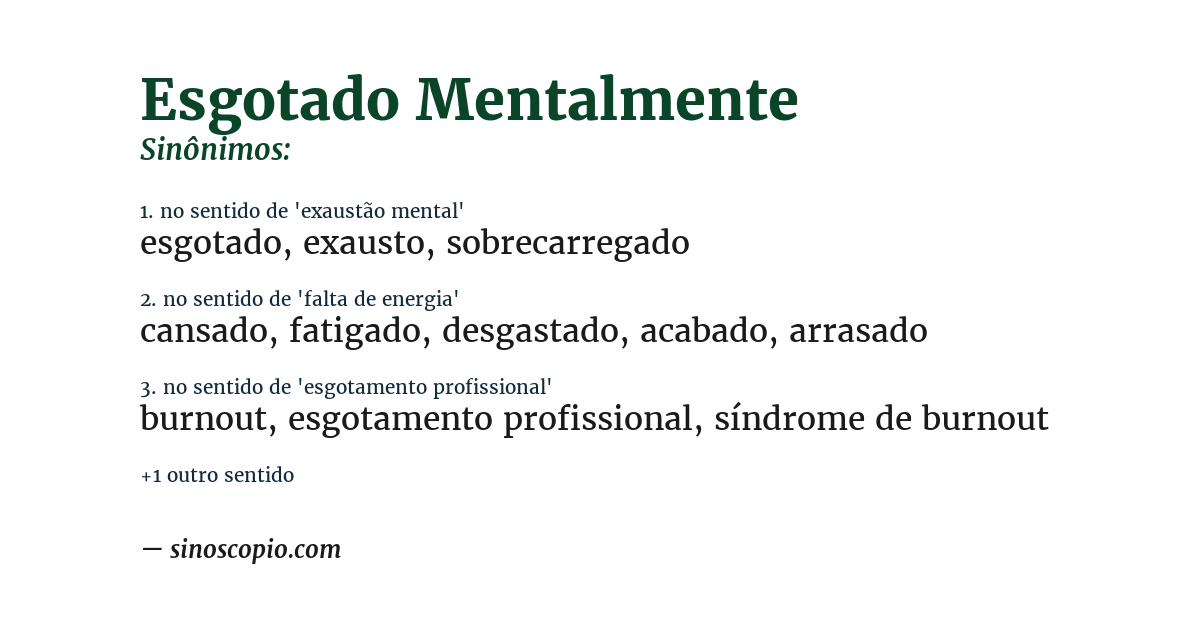 Sinônimo de esgotado mentalmente