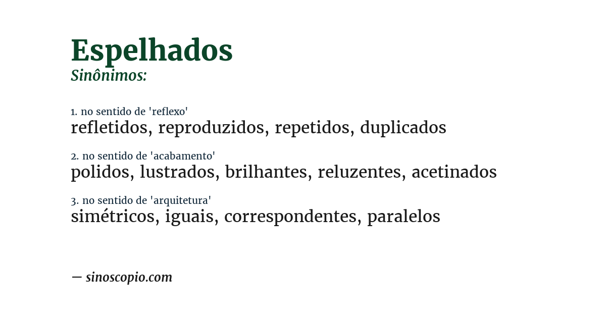 Sinônimo de espelhados