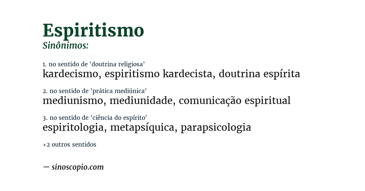 Sinônimo de espiritismo