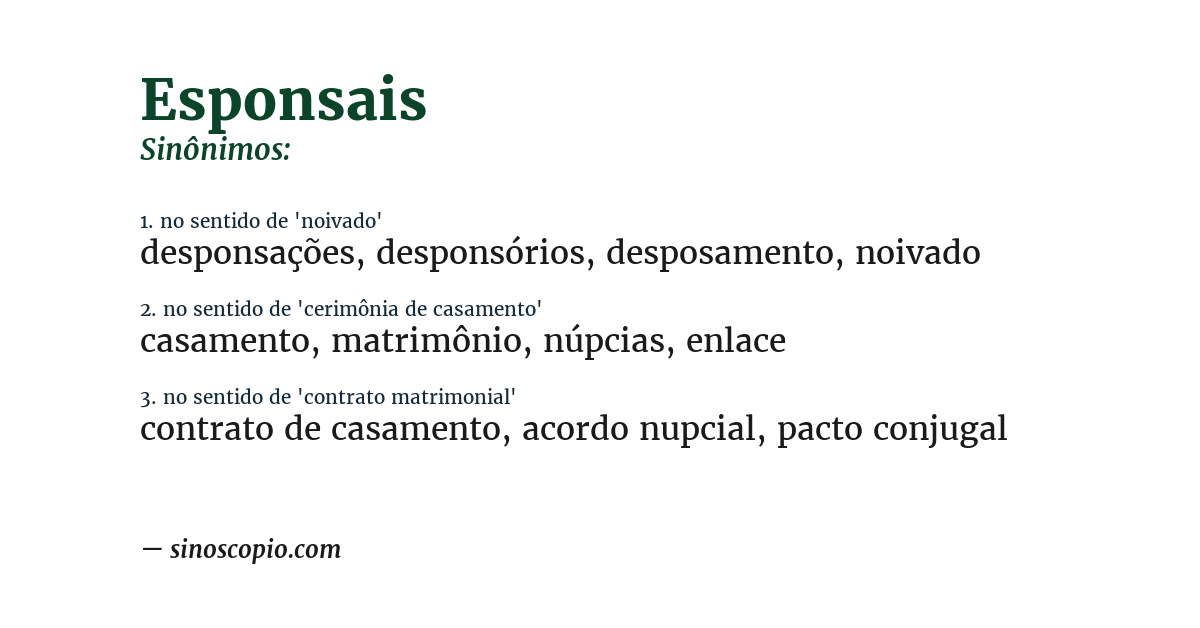 Sinônimo de esponsais