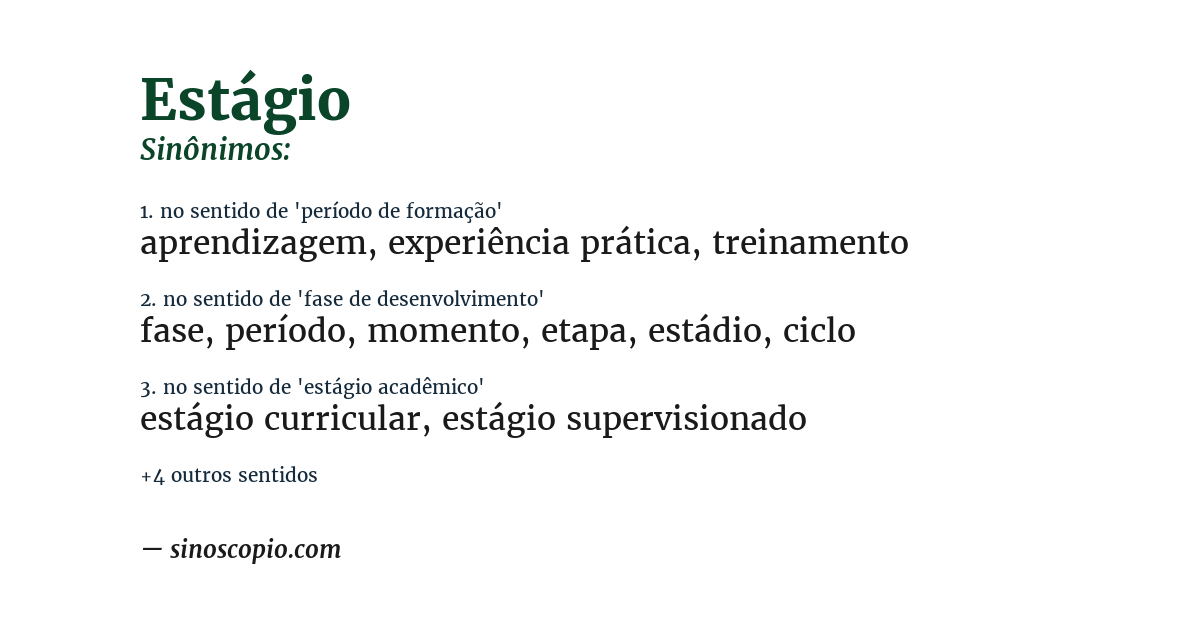 Sinônimo de estágio