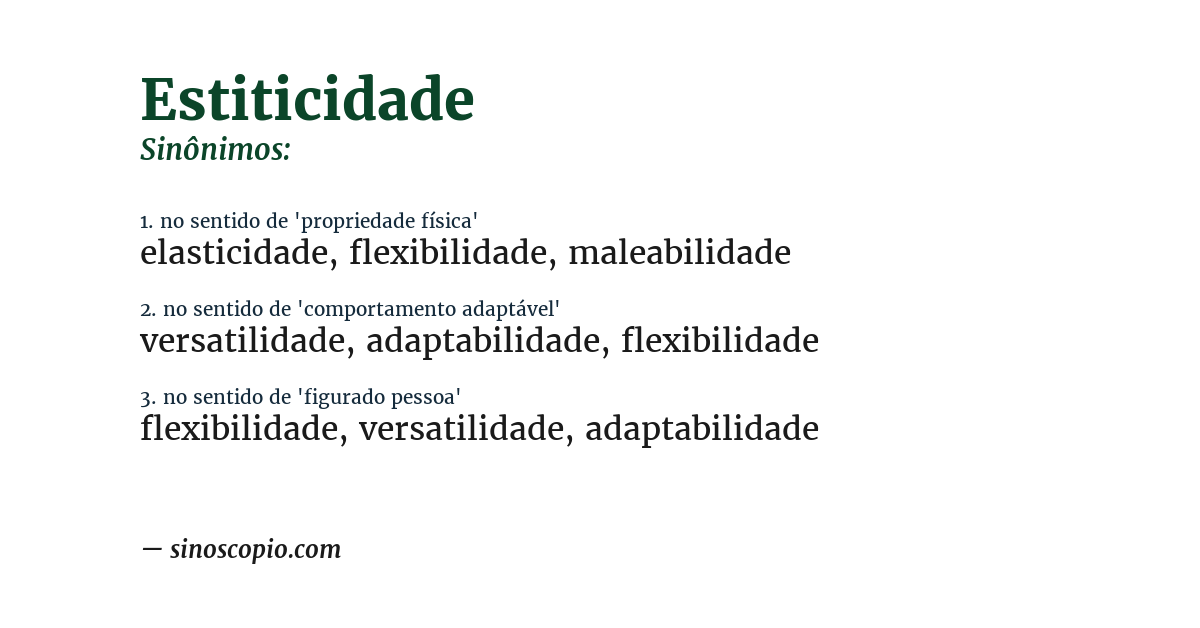 Sinônimo de estiticidade