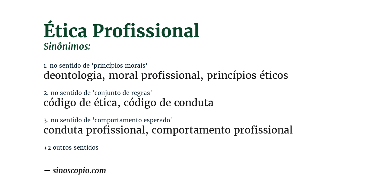 Sinônimo de ética profissional