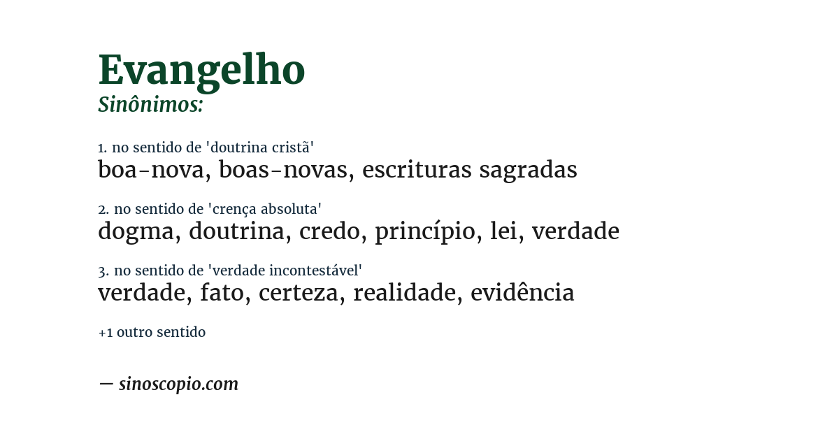 Sinônimo de evangelho