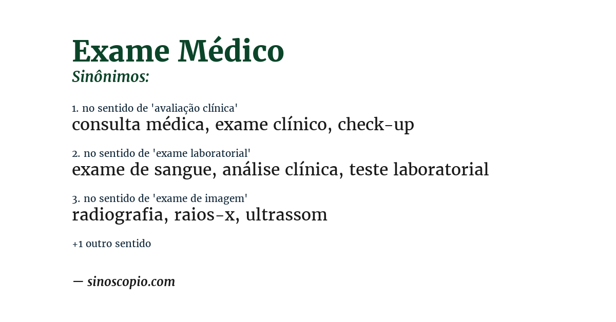 Sinônimo de exame médico