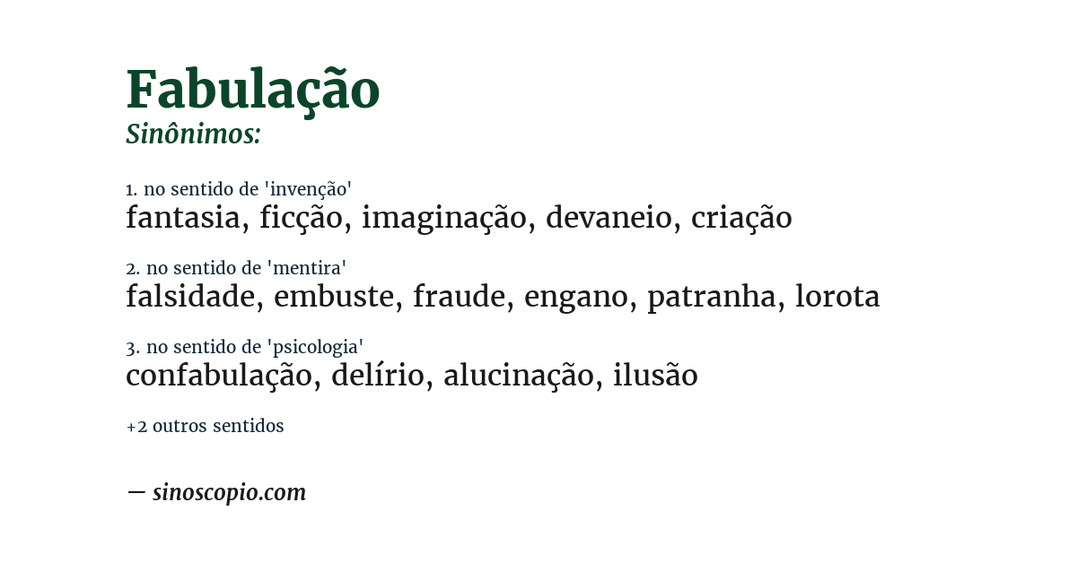 Sinônimo de fabulação