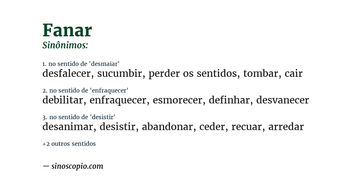 Sinônimo de fanar