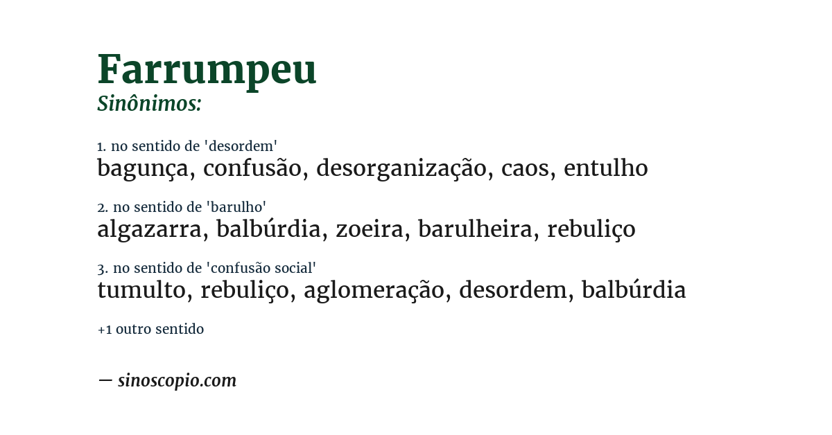 Sinônimo de farrumpeu