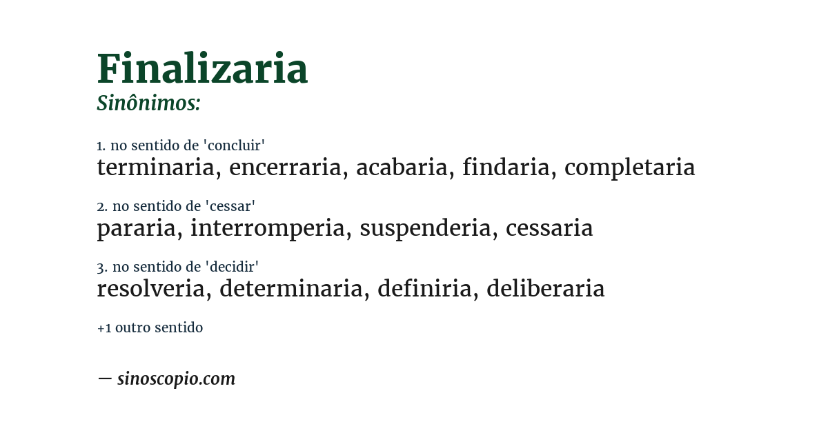 Sinônimo de finalizaria