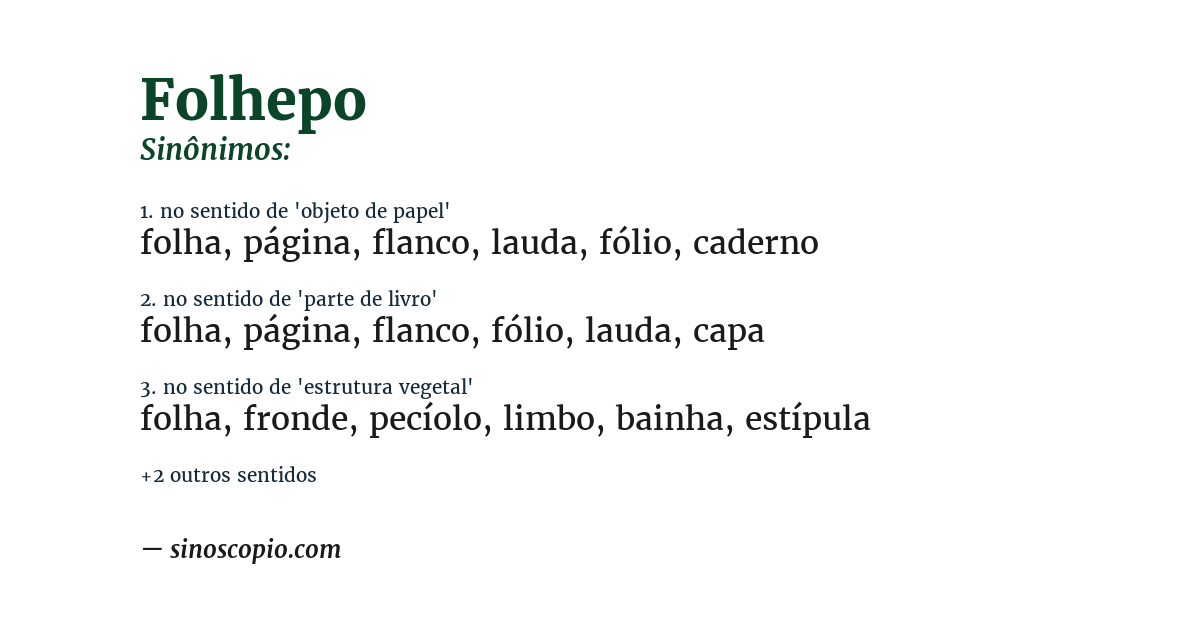 Sinônimo de folhepo