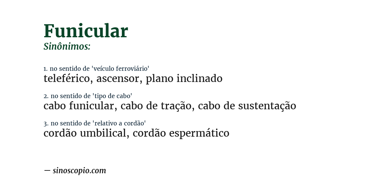 Sinônimo de funicular