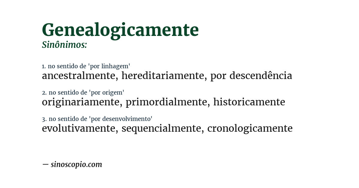 Sinônimo de genealogicamente