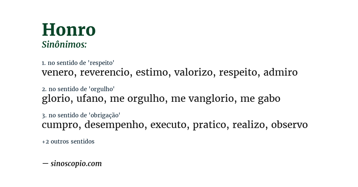 Sinônimo de honro