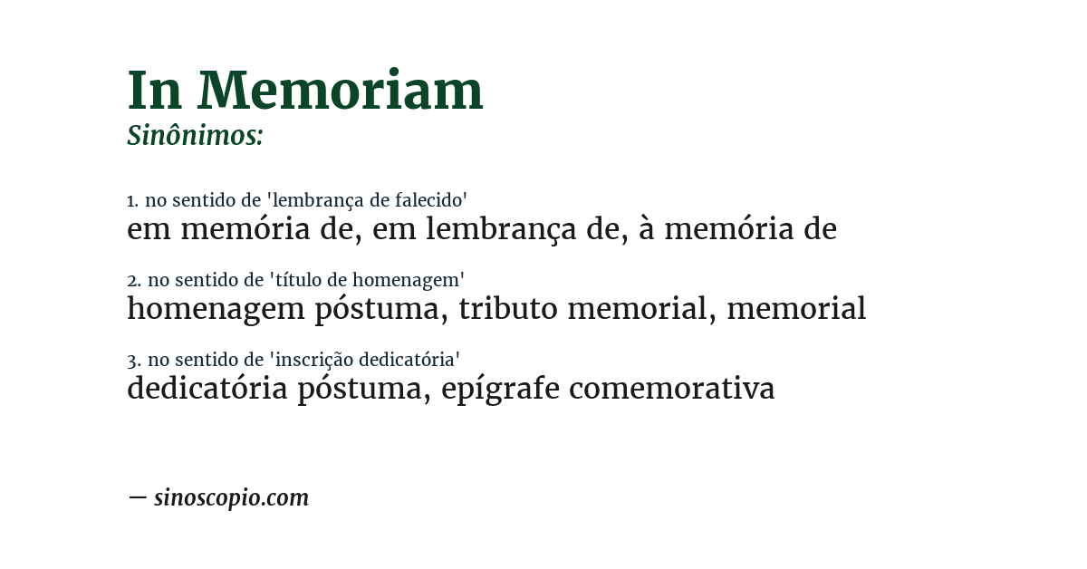 Sinônimo de in memoriam