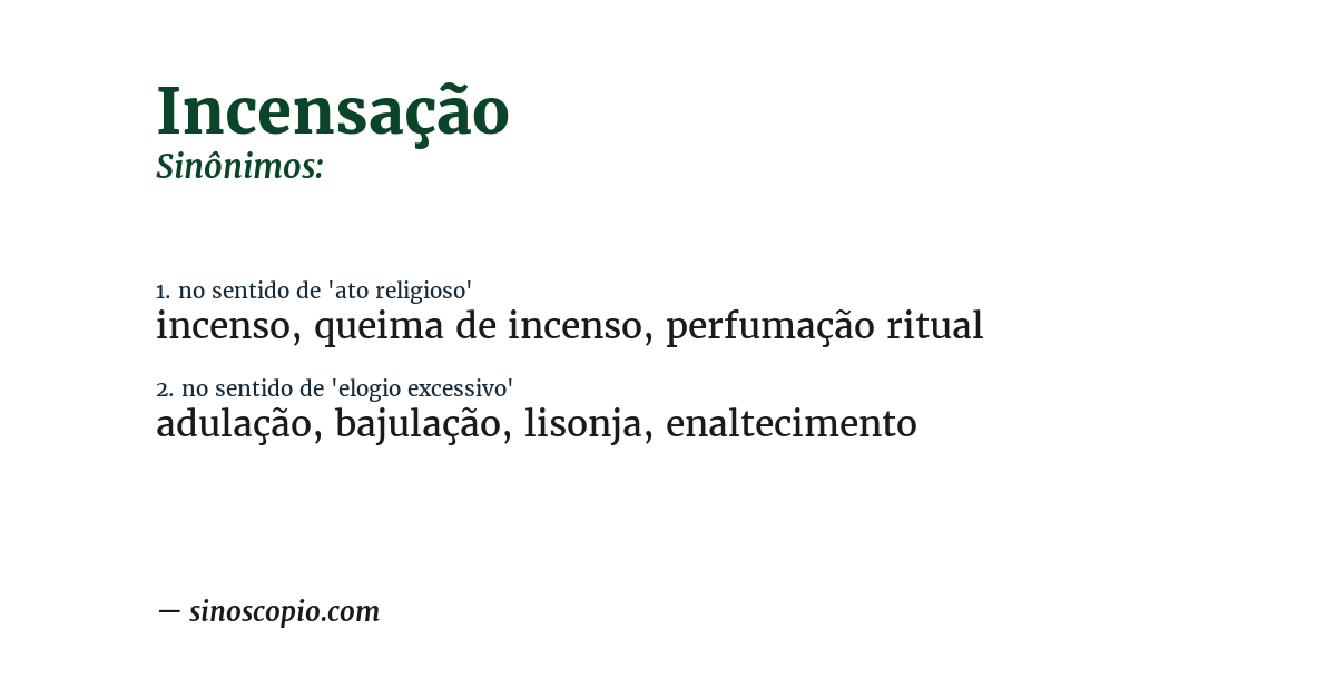 Sinônimo de incensação