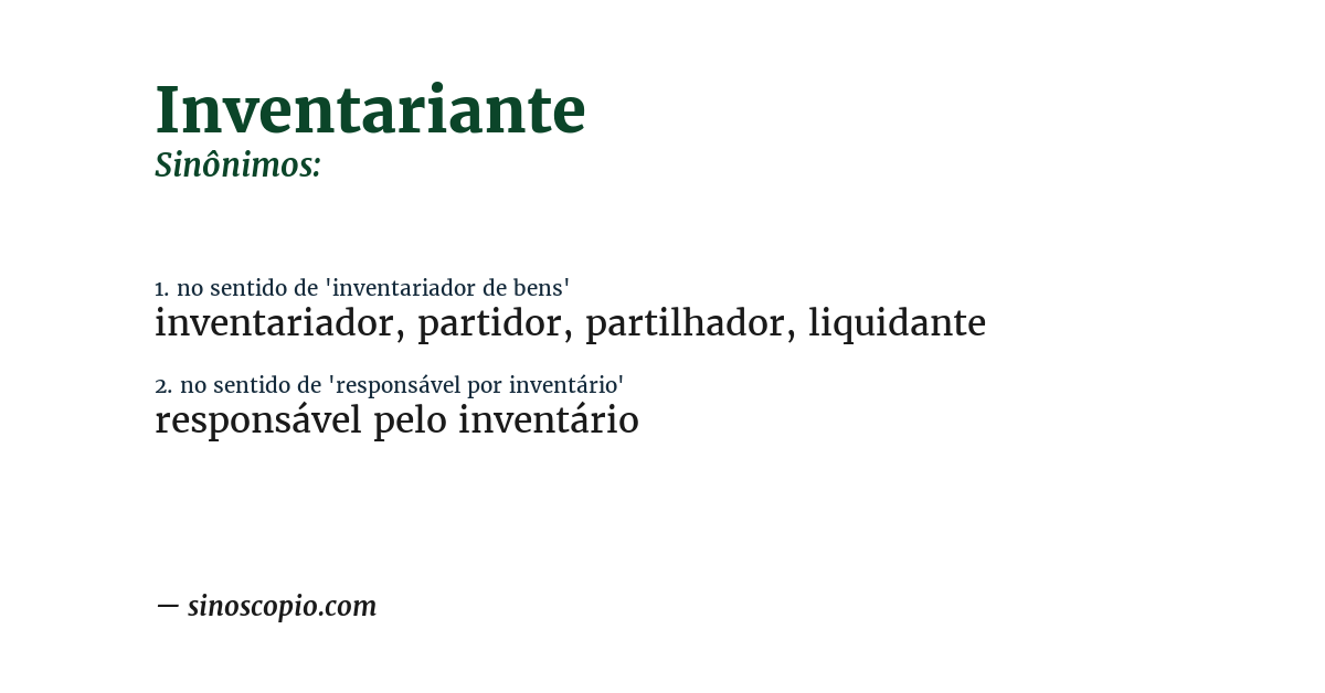 Sinônimo de inventariante