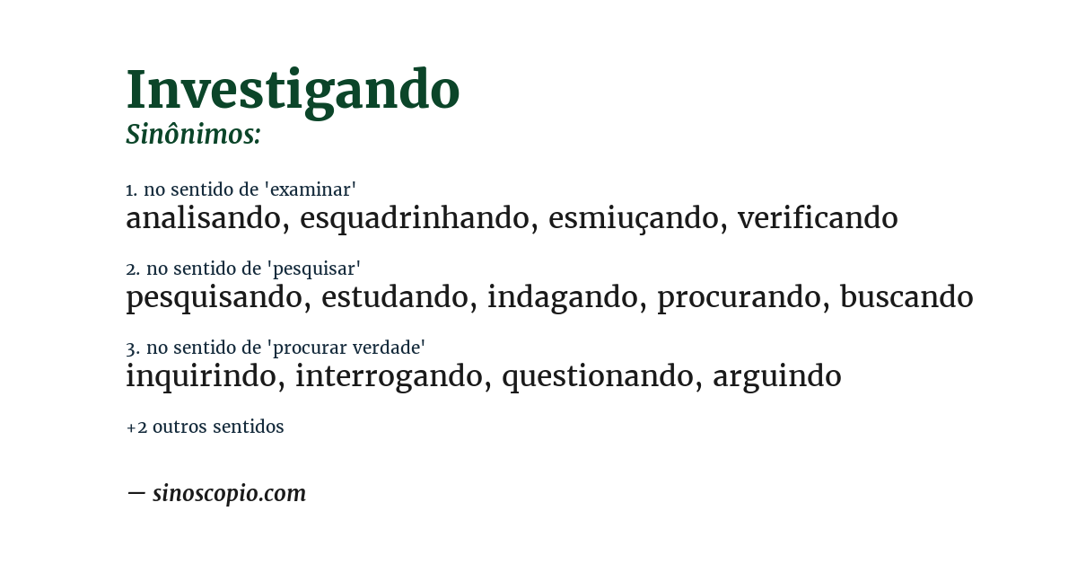 Sinônimo de investigando