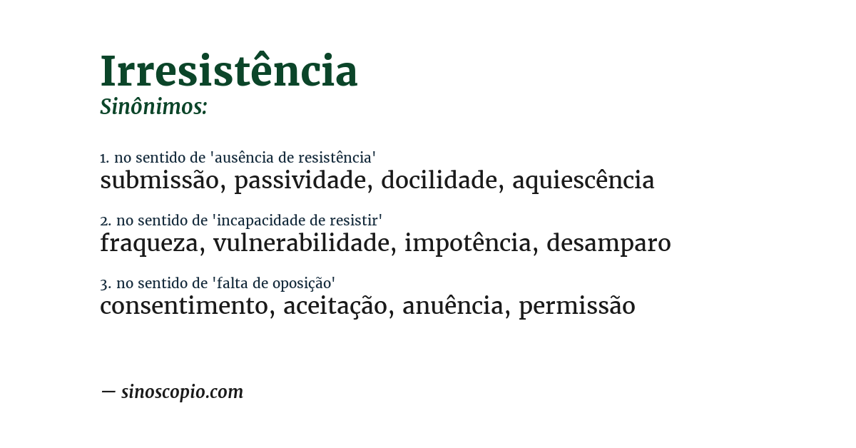 Sinônimo de irresistência