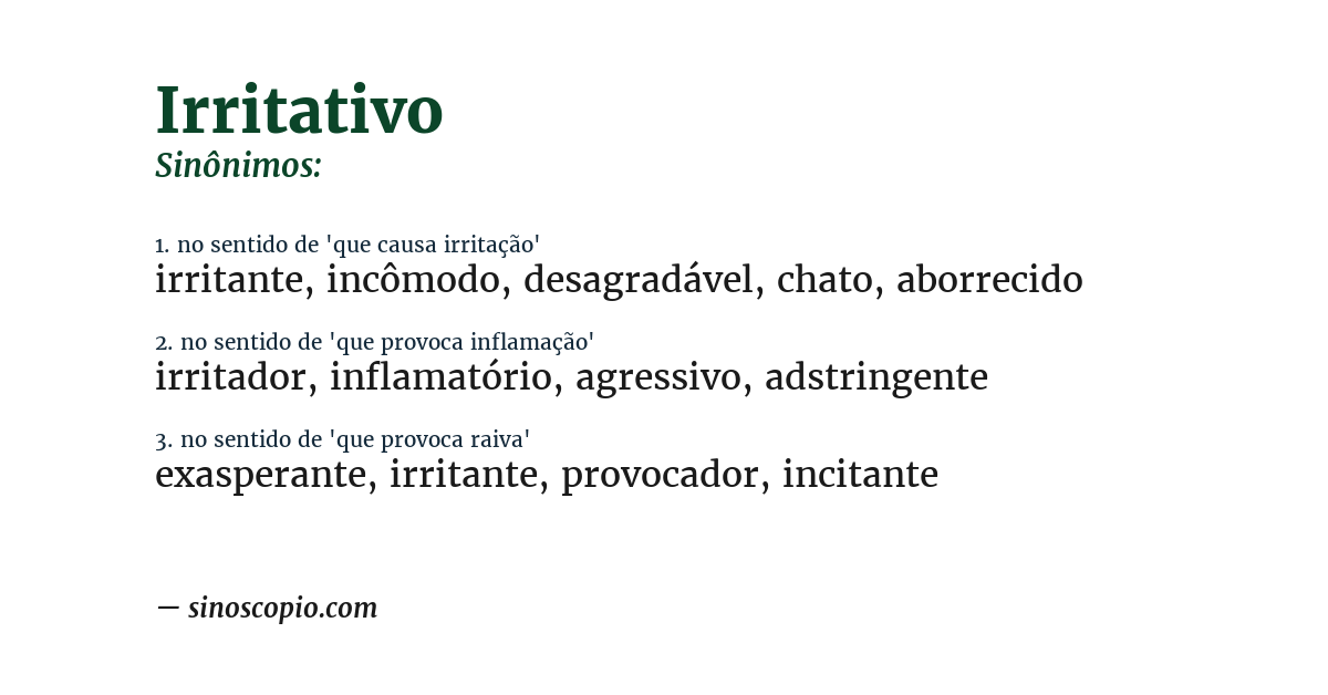 Sinônimo de irritativo